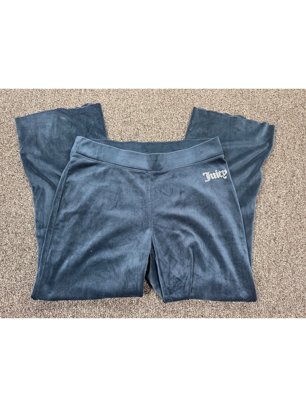 Y2K vintage Juicy Couture Velvet Flared Sweatpants Navy Size S
